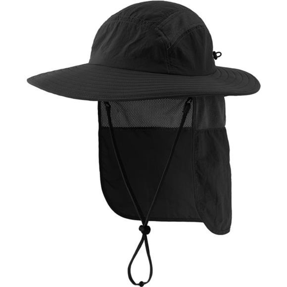 Mens UPF 50+ Sun Protection Cap Wide Brim Fishing Hat with Neck Flap Hiking - Picture 1 of 7